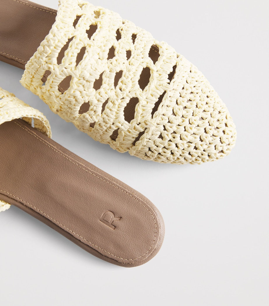 RAMLA Beige Raffia Mules