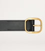Black Leather Rounded-Rectangle Belt