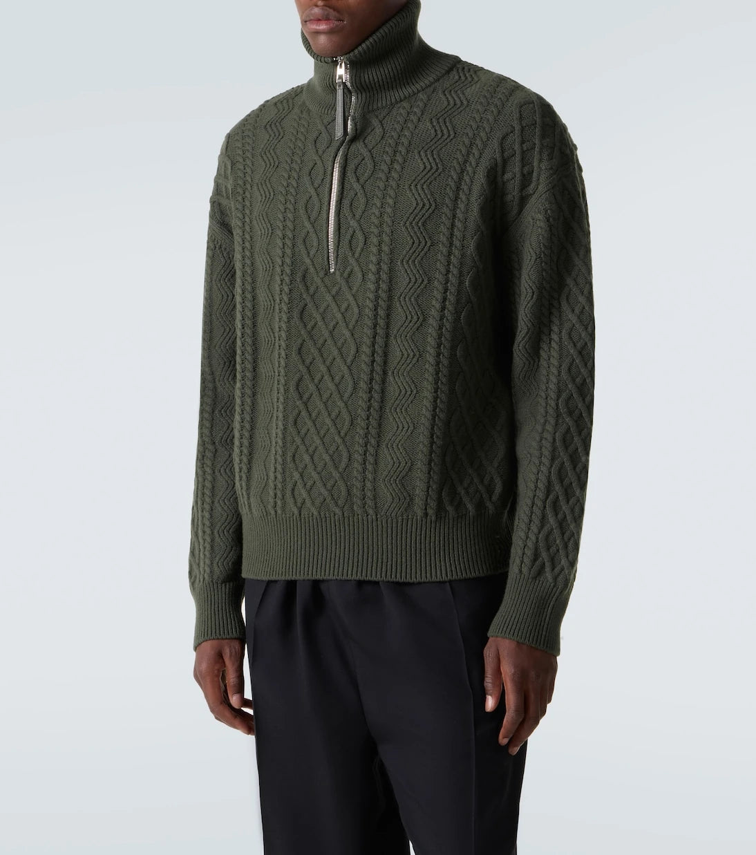 Loewe - Aran-knit wool half-zip turtleneck sweater