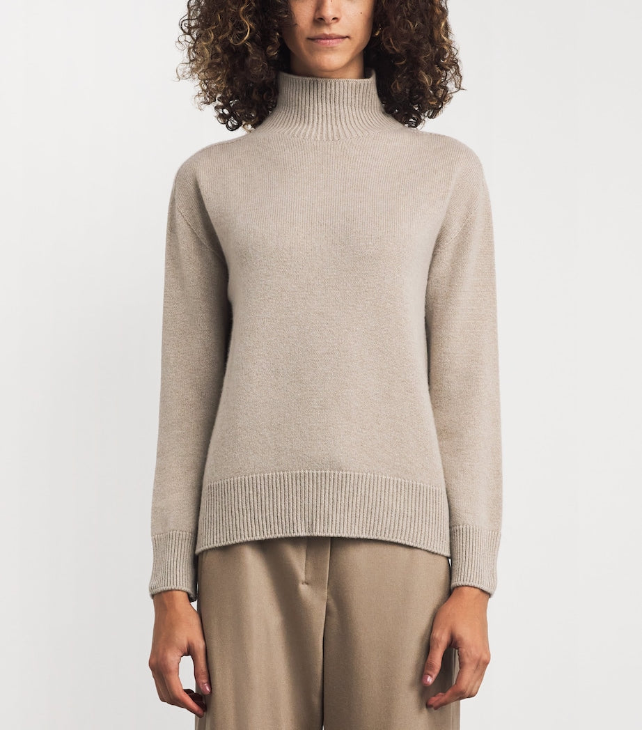 Beige Cashmere Rollneck Sweater