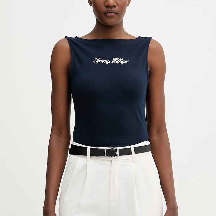 Tommy Hilfiger pamuklu ve elastanlı kadın üst