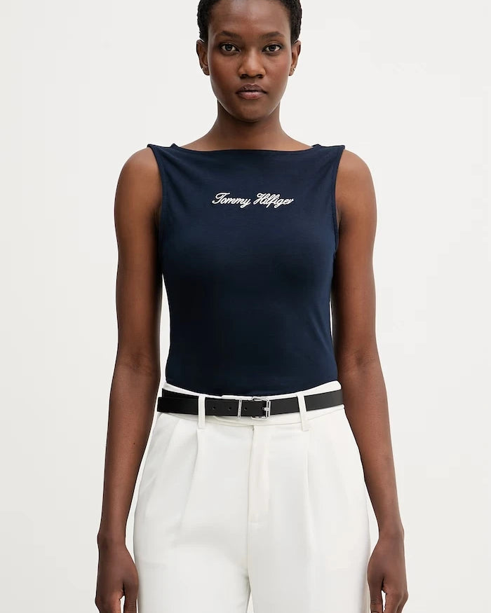 Tommy Hilfiger pamuklu ve elastanlı kadın üst