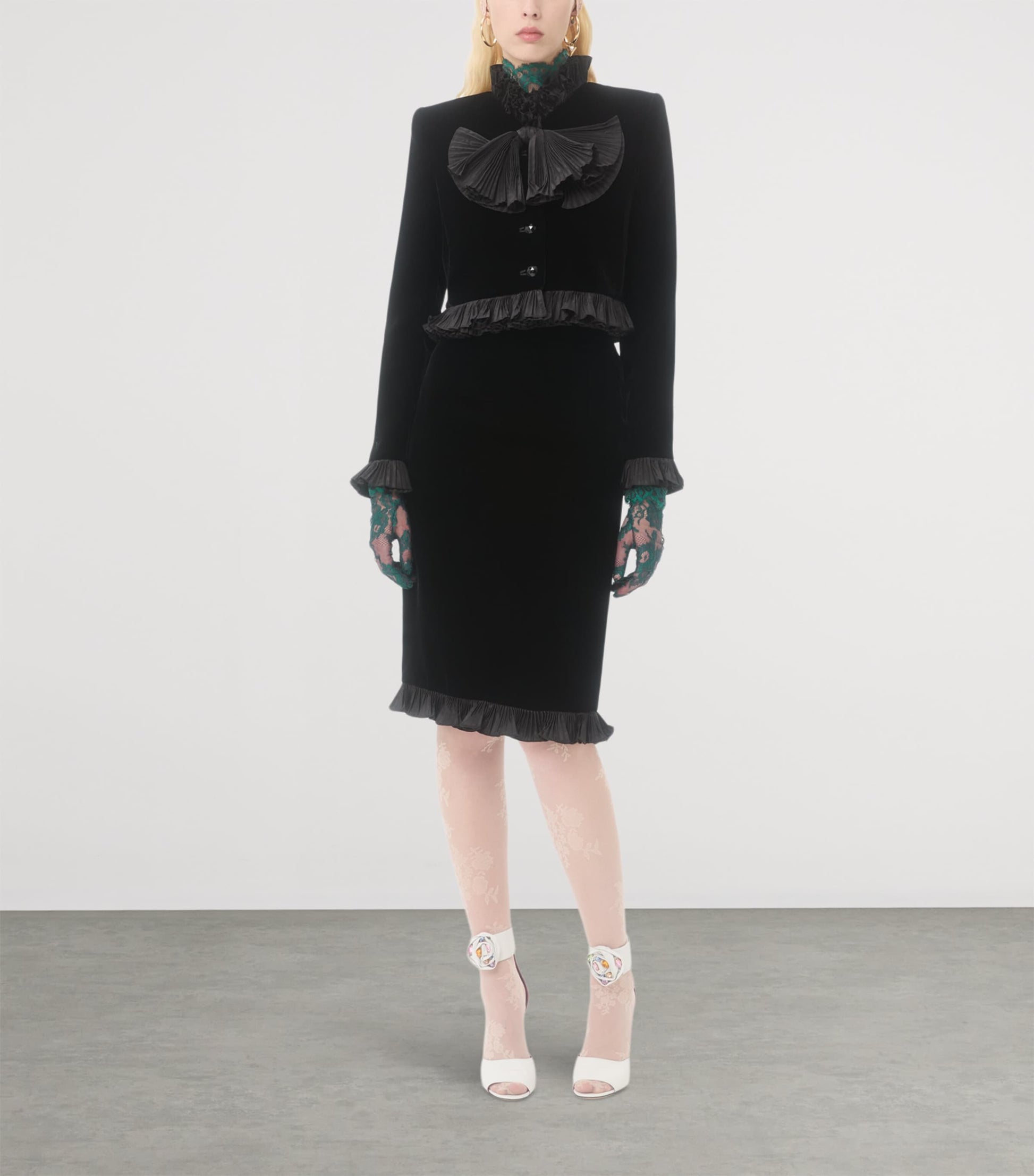 Valentino Green Lace Floral Top