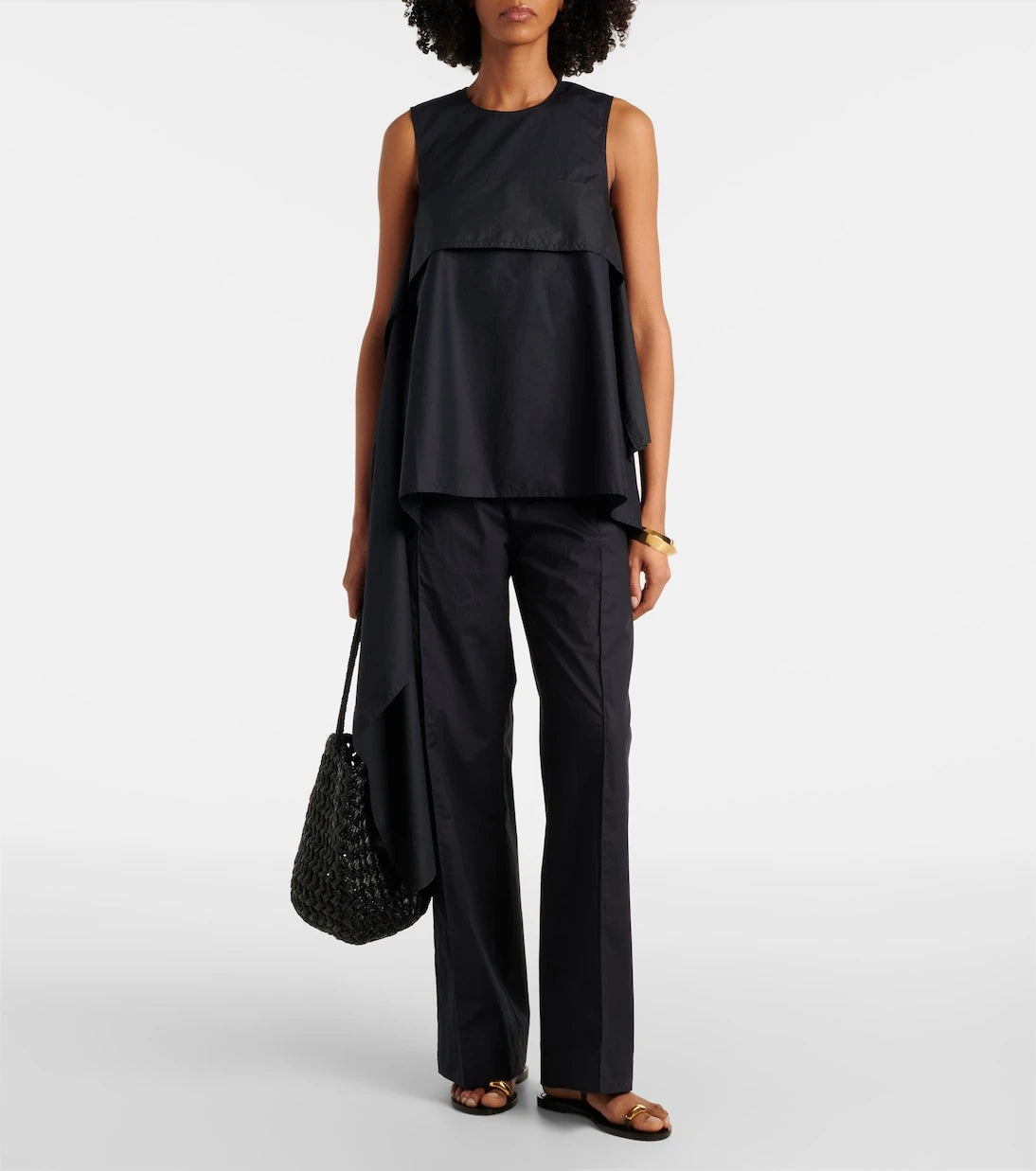 Plan C - High-rise cotton straight pants