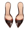 Gianvito Rossi Brown Glass Vernice Heeled Mules 55