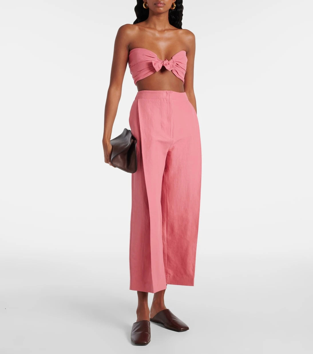 Tove - Awa linen and cotton-blend bra top