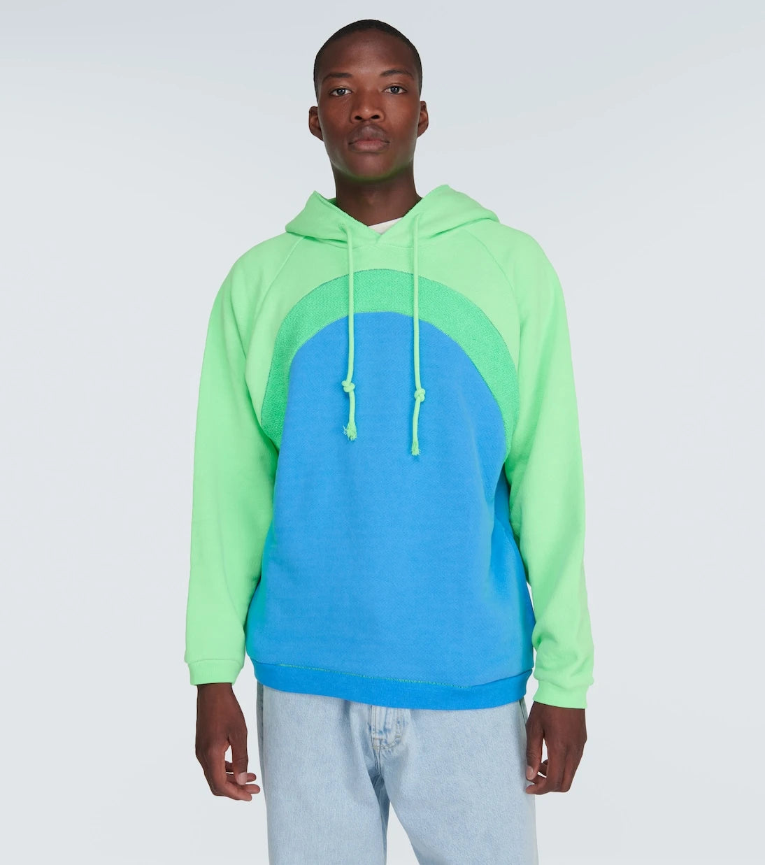 ERL - Rainbow bouclé trimmed cotton hoodie