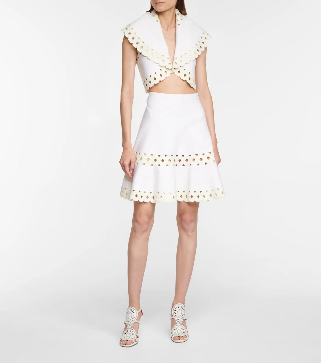 Alaïa - جاكيت فيين قصير بقصّات من مزيج الصوف