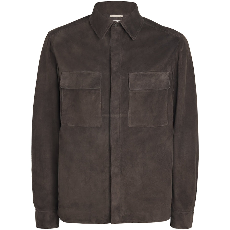 Agnona Brown Suede Overshirt