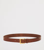 Saint Laurent Beige Leather Logo-Buckle Belt
