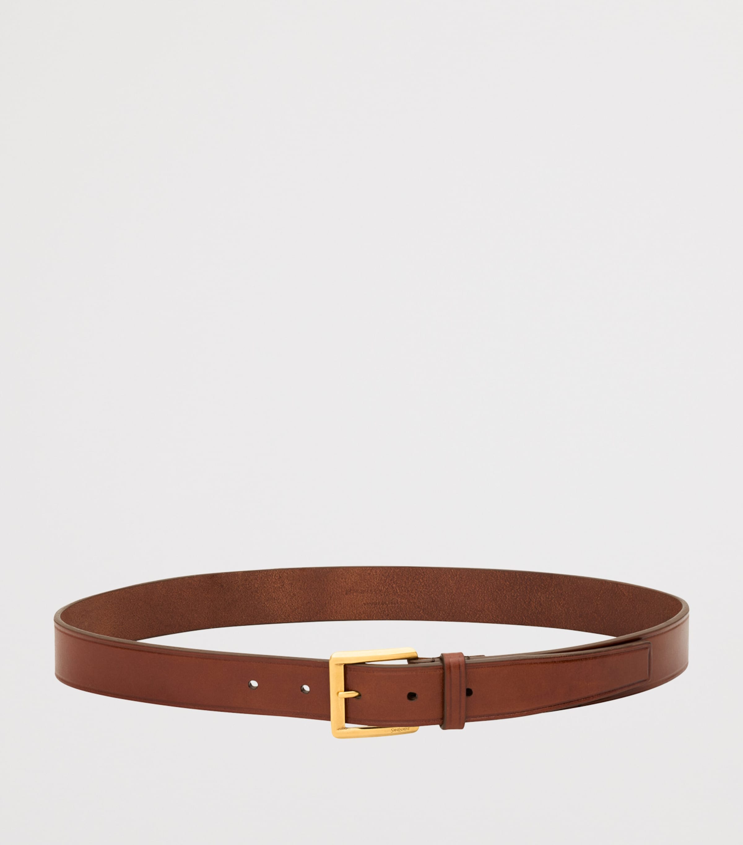 Saint Laurent Beige Leather Logo-Buckle Belt