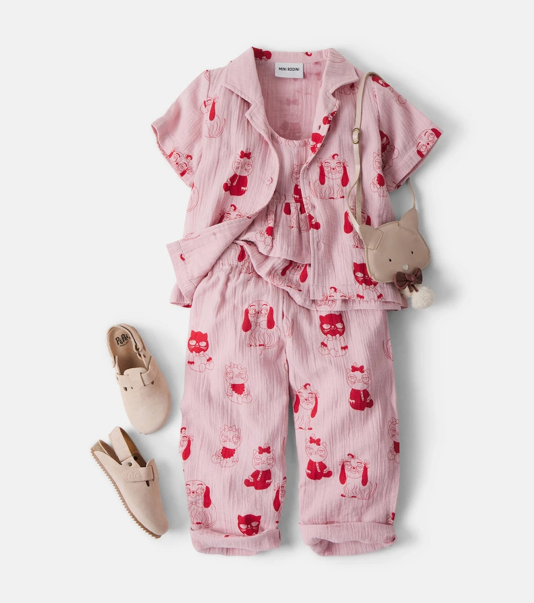Mini Rodini - Minibabies printed cotton wide-leg pants