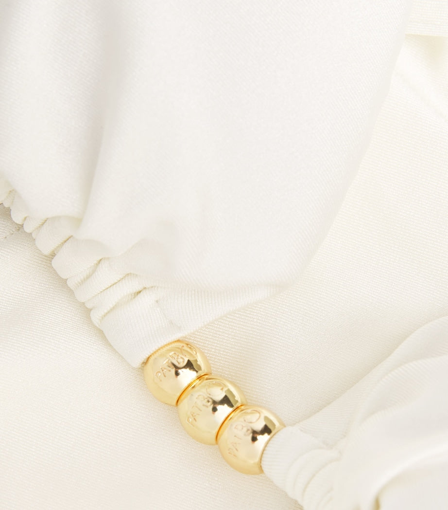 PatBO White Beaded Coral Bikini Top