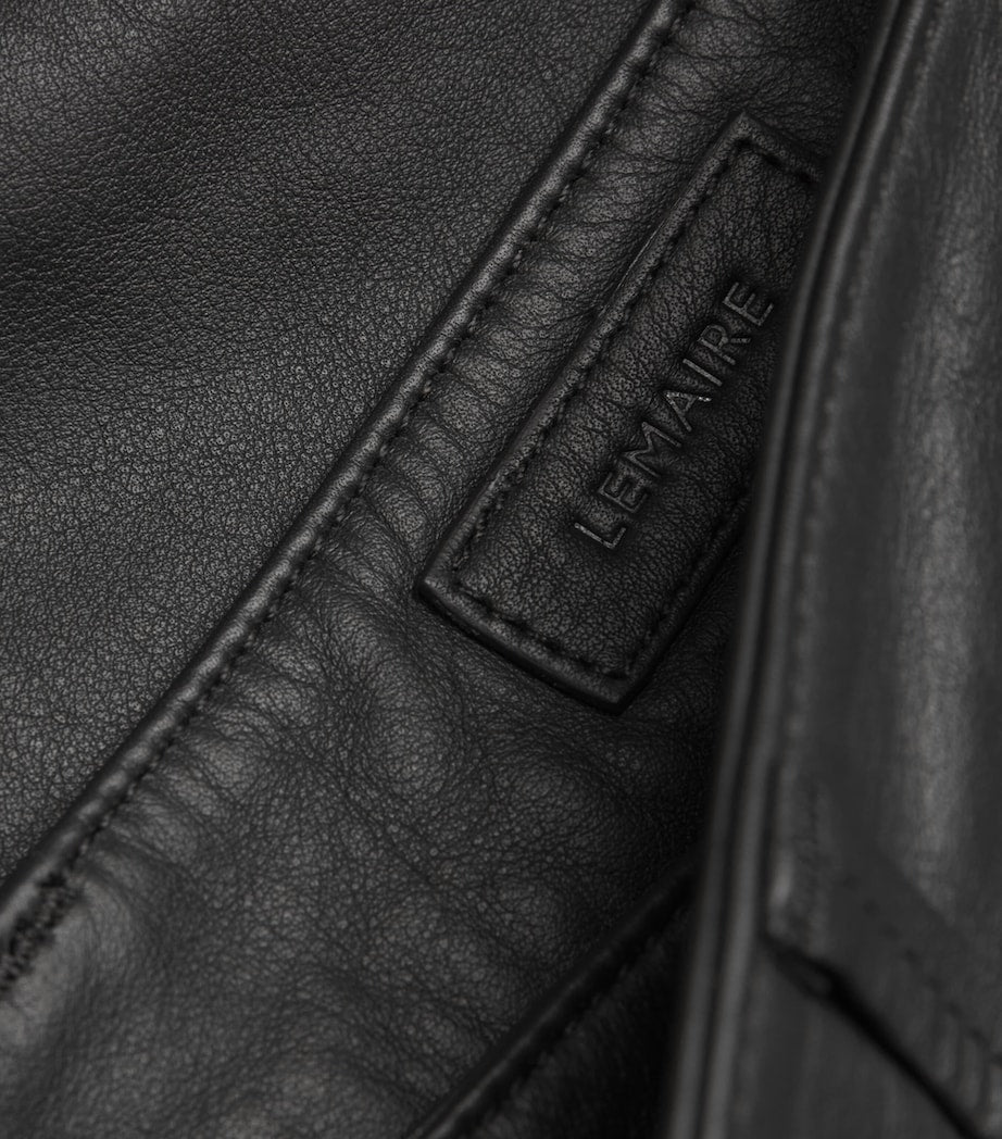 Brown Calfskin Straight Trousers