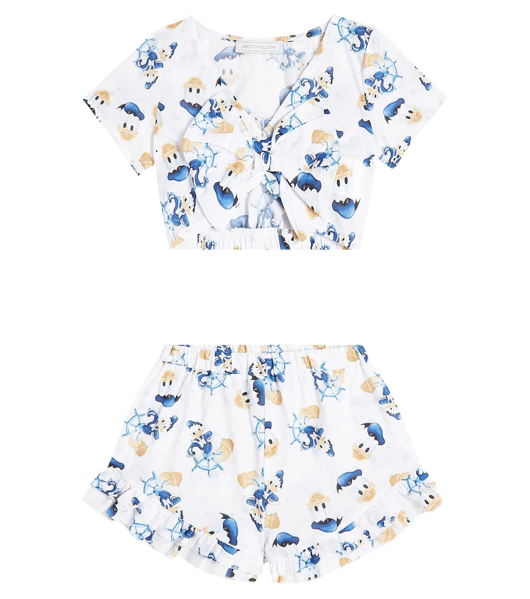 Monnalisa - Printed cotton top and shorts set