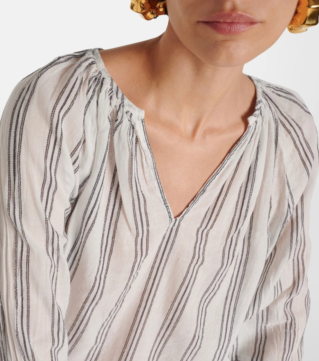 Velvet - Gianna embroidered striped cotton top