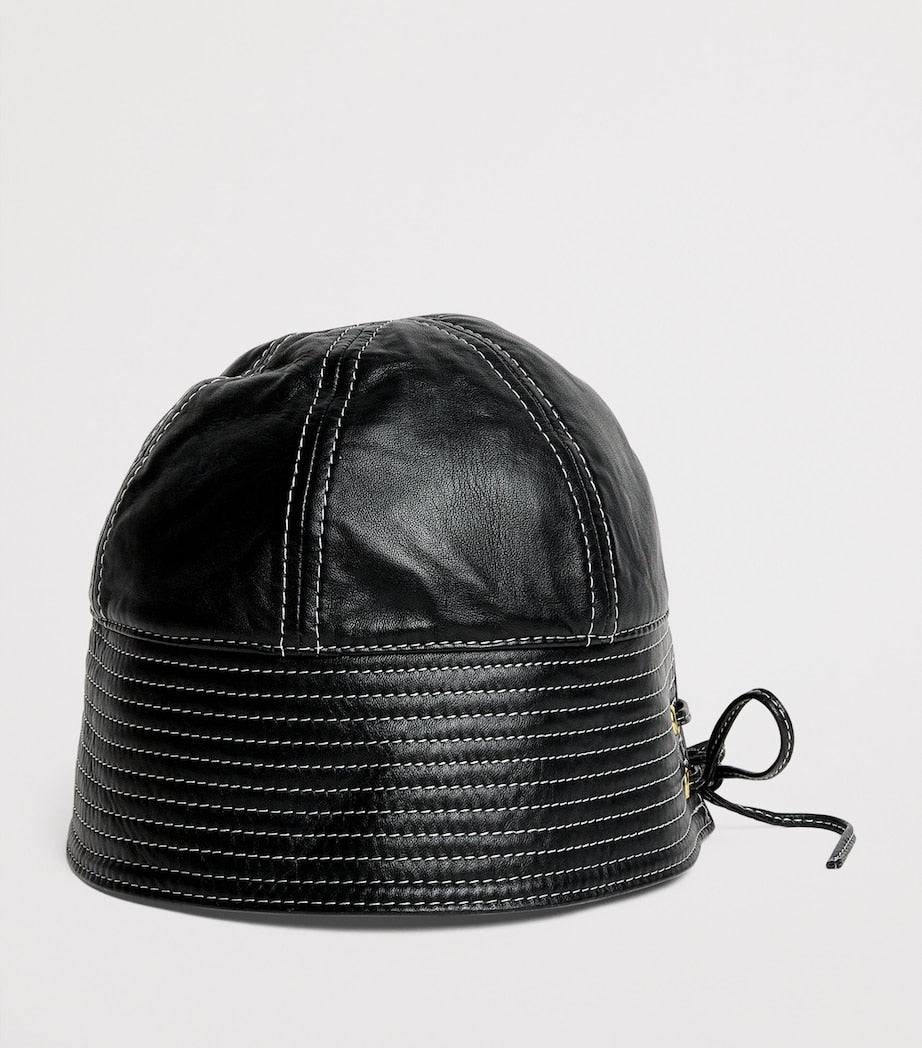 Claudie Pierlot Black Leather Bucket Hat