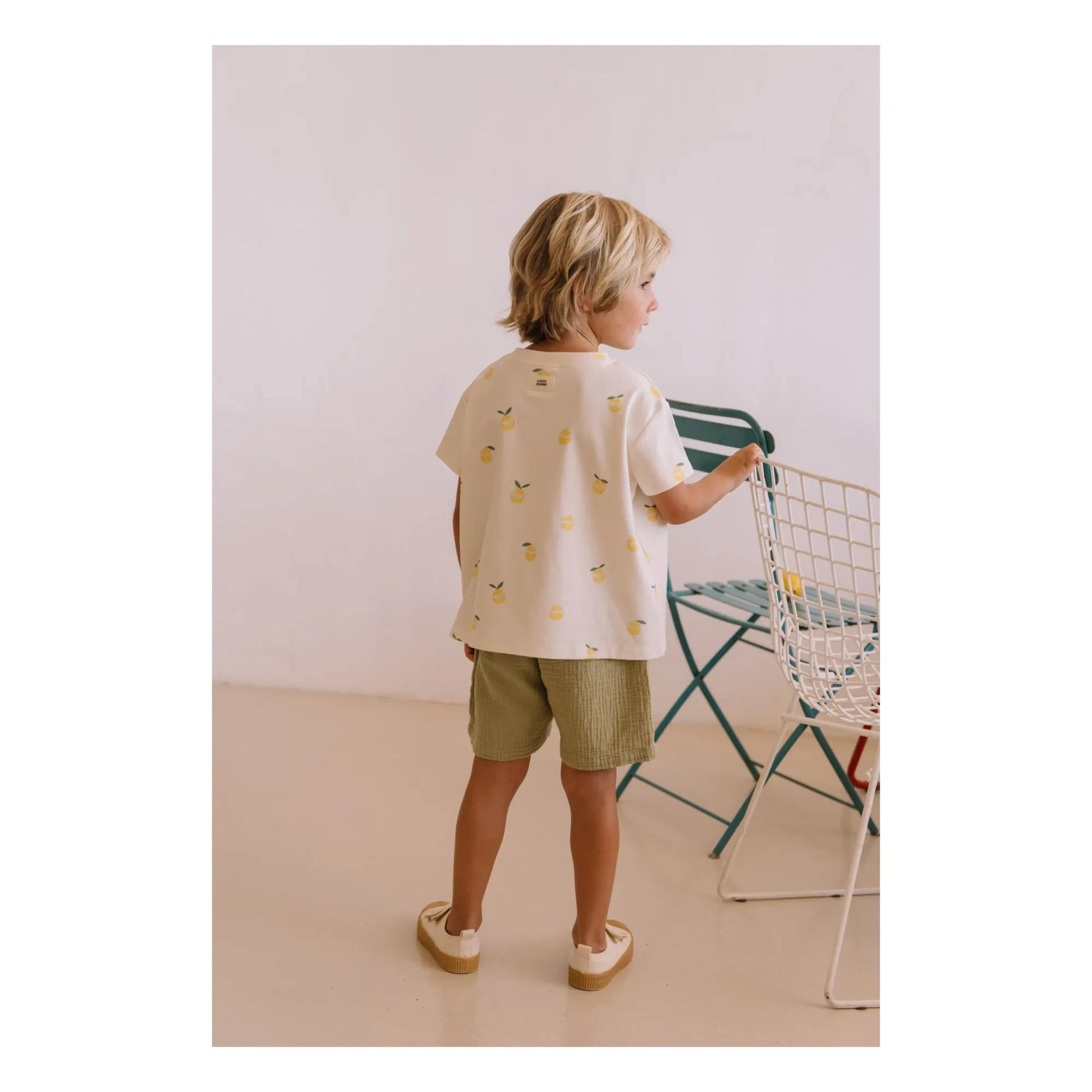 Studio Bohème - Basile Waffle Bermuda Organic Cotton Gauze | Khaki