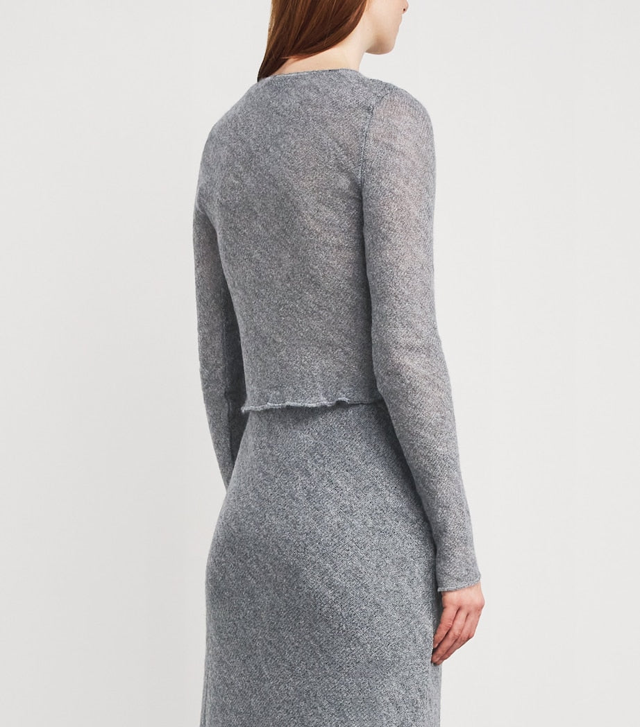 MAX&Co. Grey Long-Sleeve Crop Top