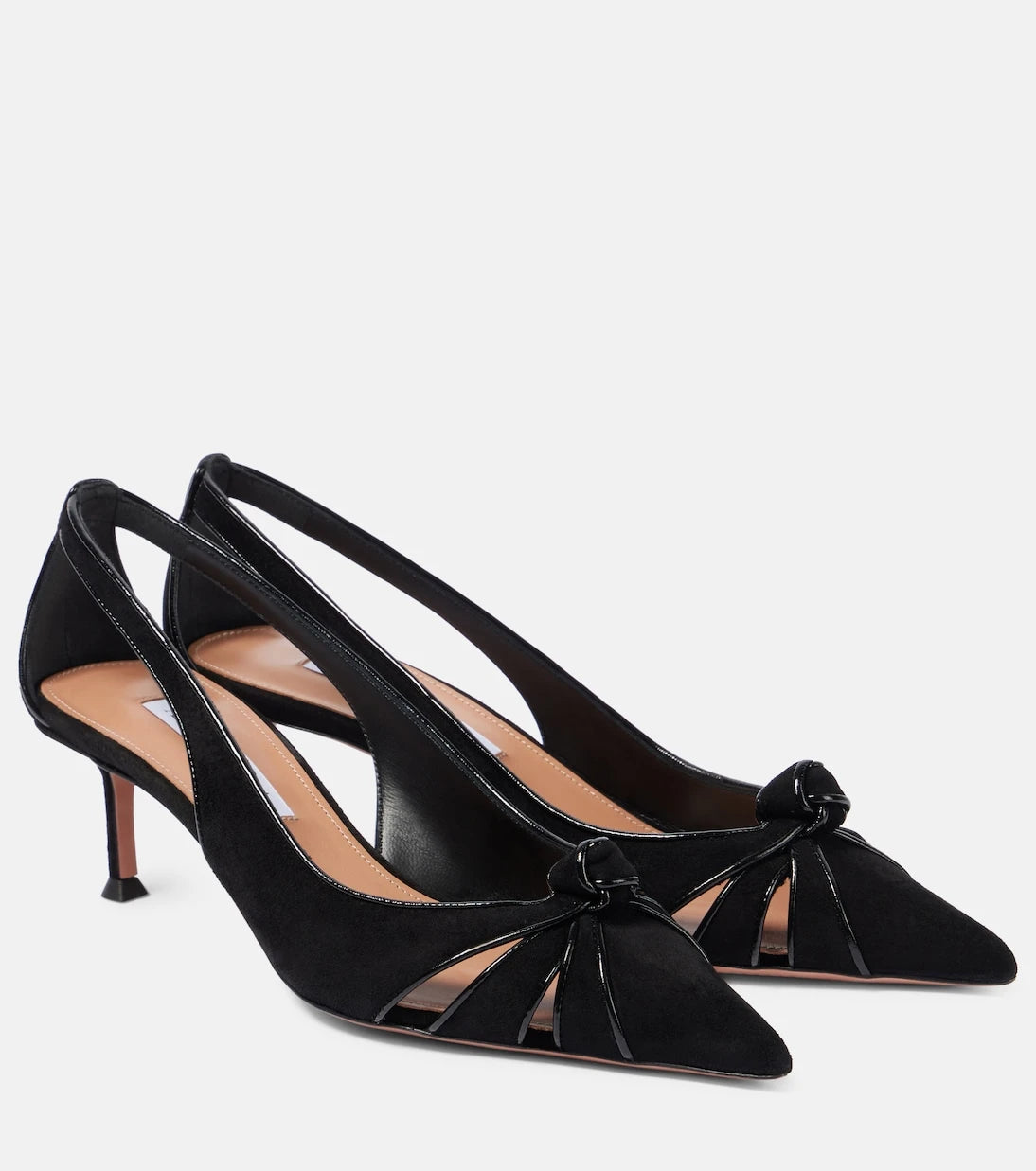 Aquazzura - Premiere 50 leather-trimmed suede pumps