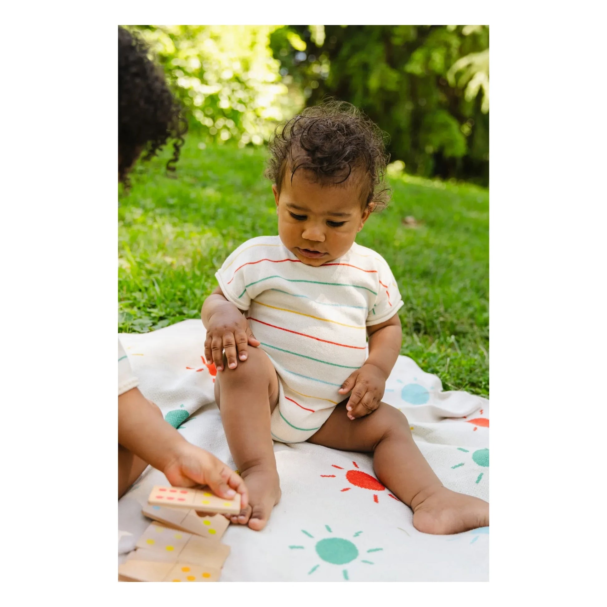 Bayiri - Botanical Striped Organic Cotton Bodysuit | Ecru