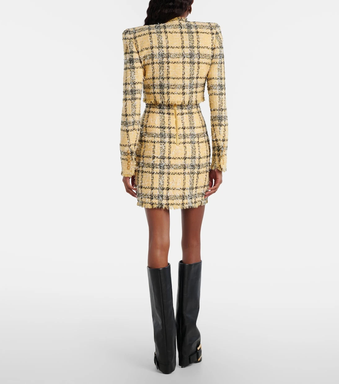 Balmain - Checked sequined tweed minidress