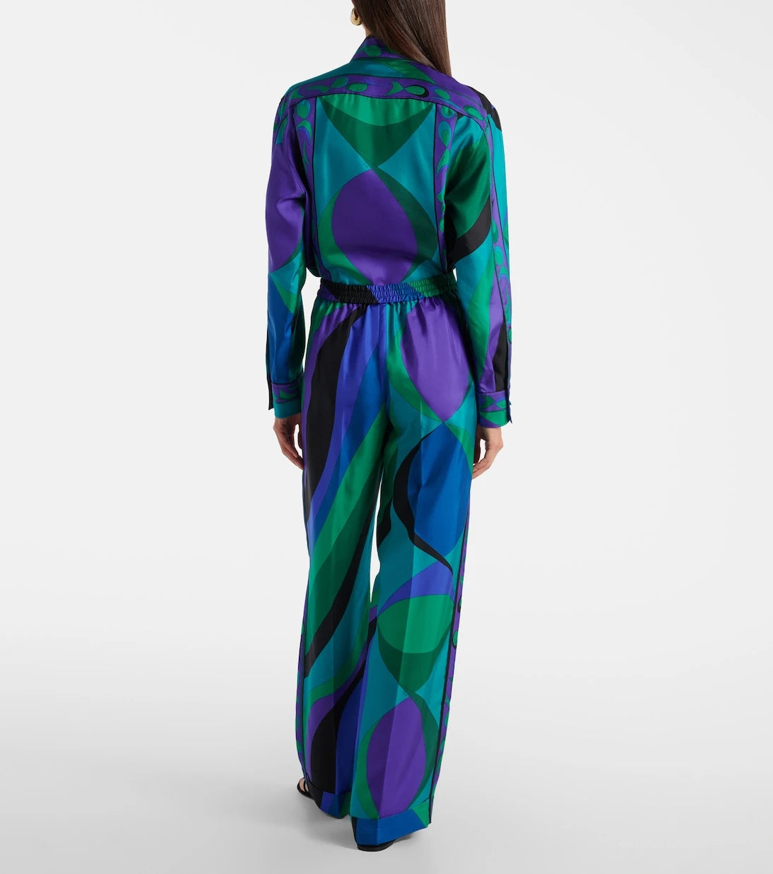 Pucci - Desenli ipek geniş paça pantolon