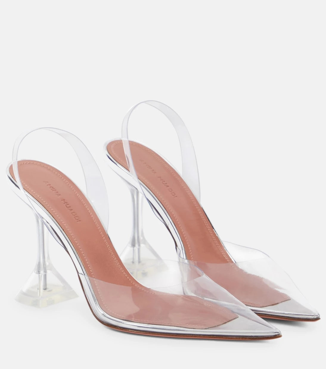 Amina Muaddi - Holli Glass PVC slingback pumps