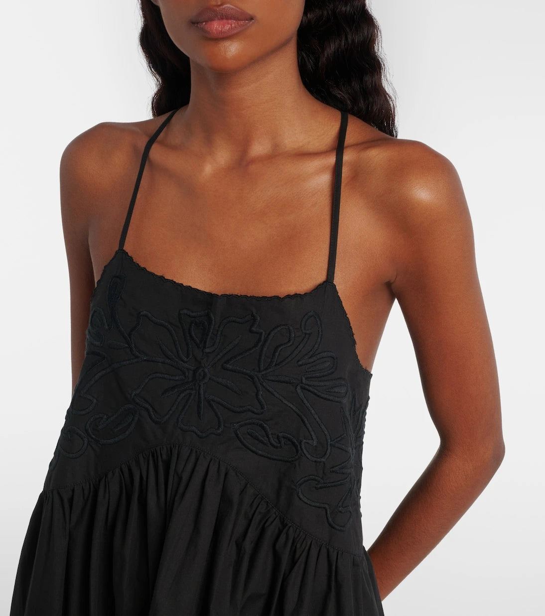 Juliet Dunn - Embroidered cotton poplin minidress