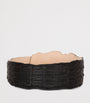 Balmain Black Leather Croc-Embossed Belt