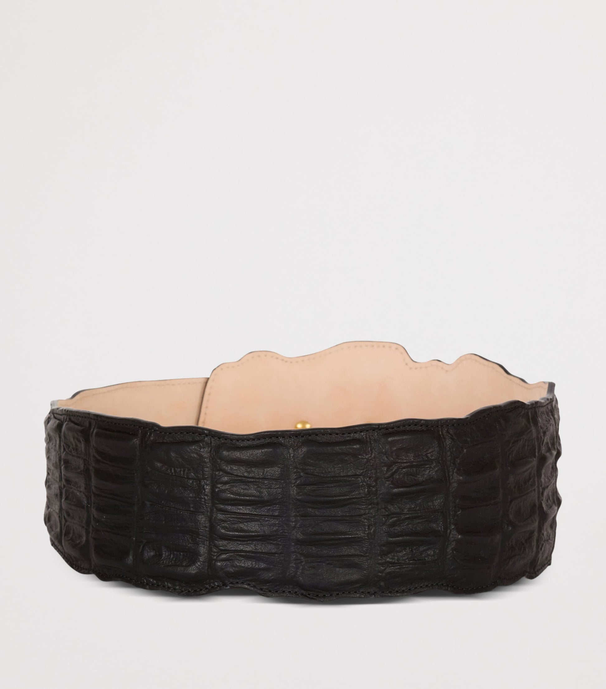 Balmain Black Leather Croc-Embossed Belt