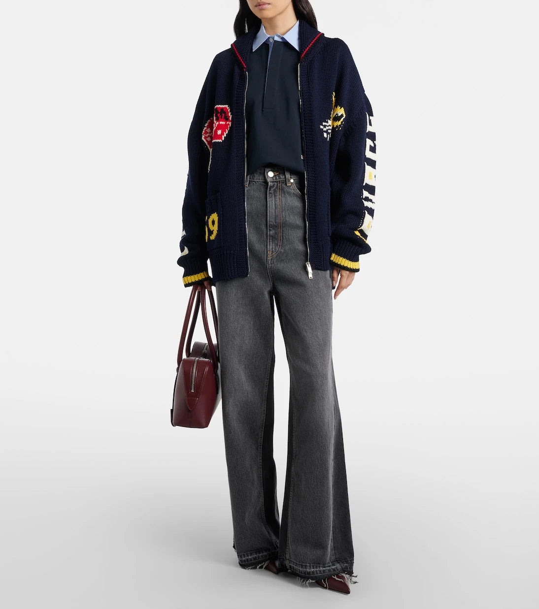Stella McCartney - Intarsia cotton zip-up cardigan