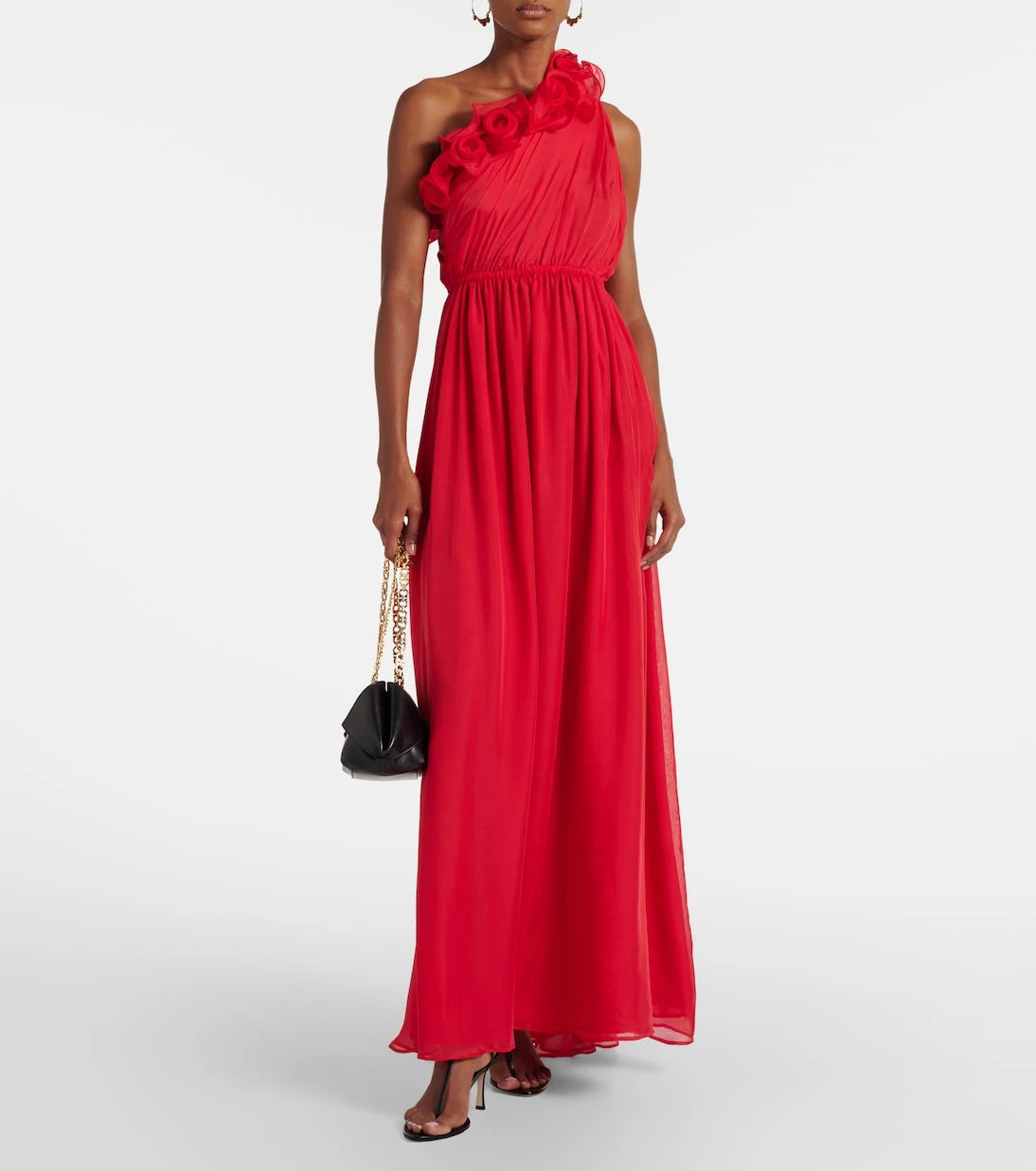 Leo Lin - Jenni draped floral-appliqué silk gown