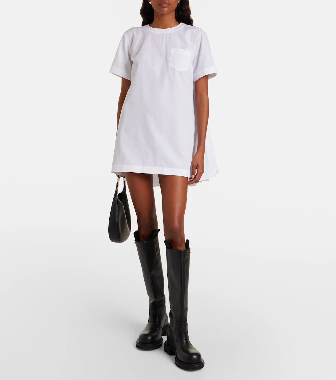 Sacai - فستان قصير بوبلين