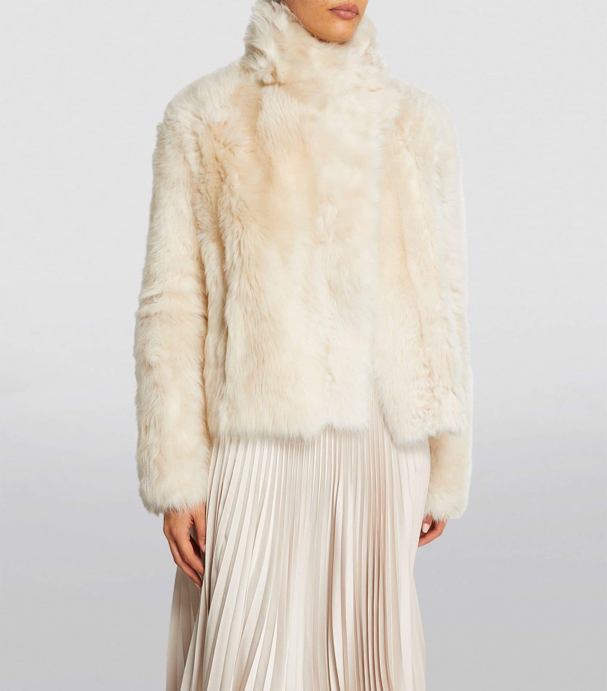 Yves Salomon White Reversible Shearling Jacket