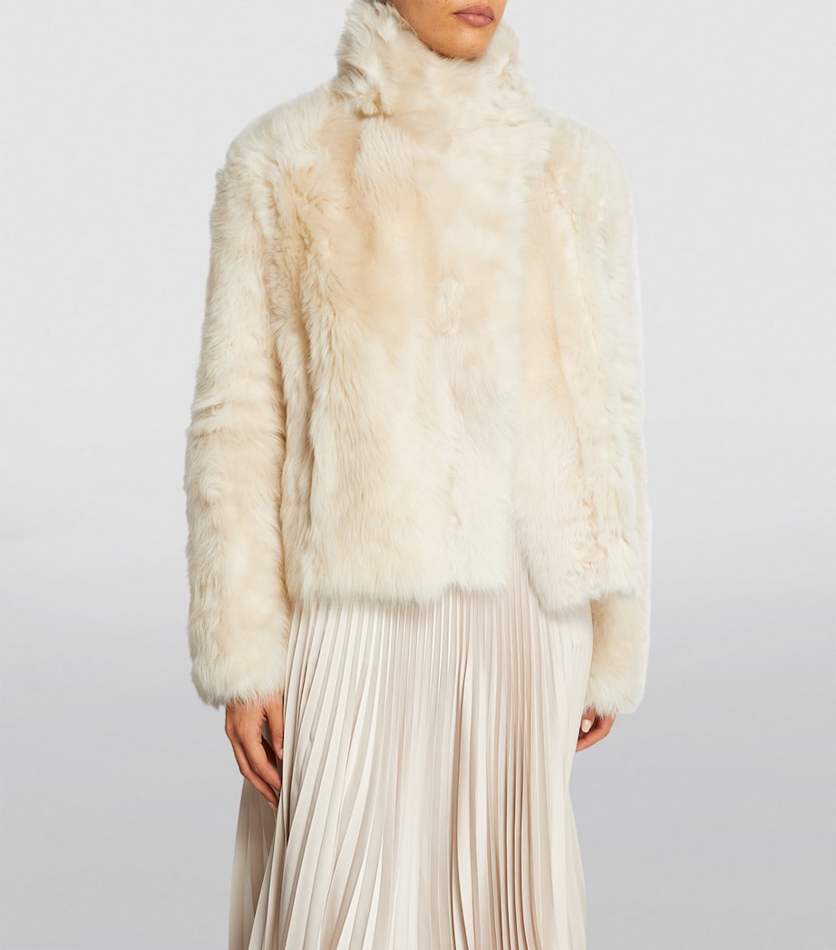 Yves Salomon White Reversible Shearling Jacket