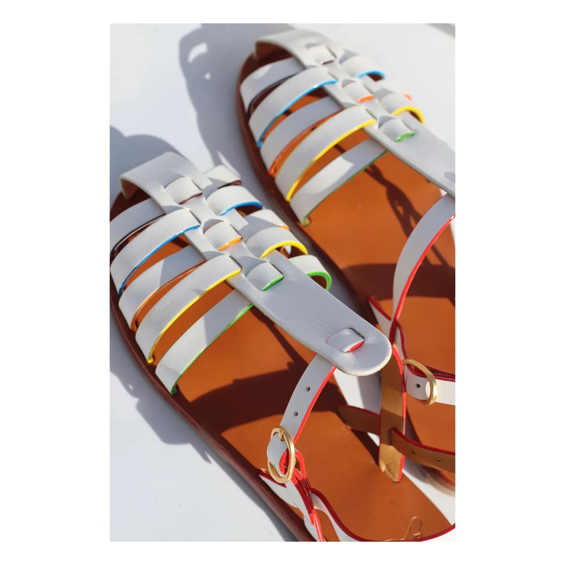 Mama Praïa - Rainbow Fisherman Sandals | White