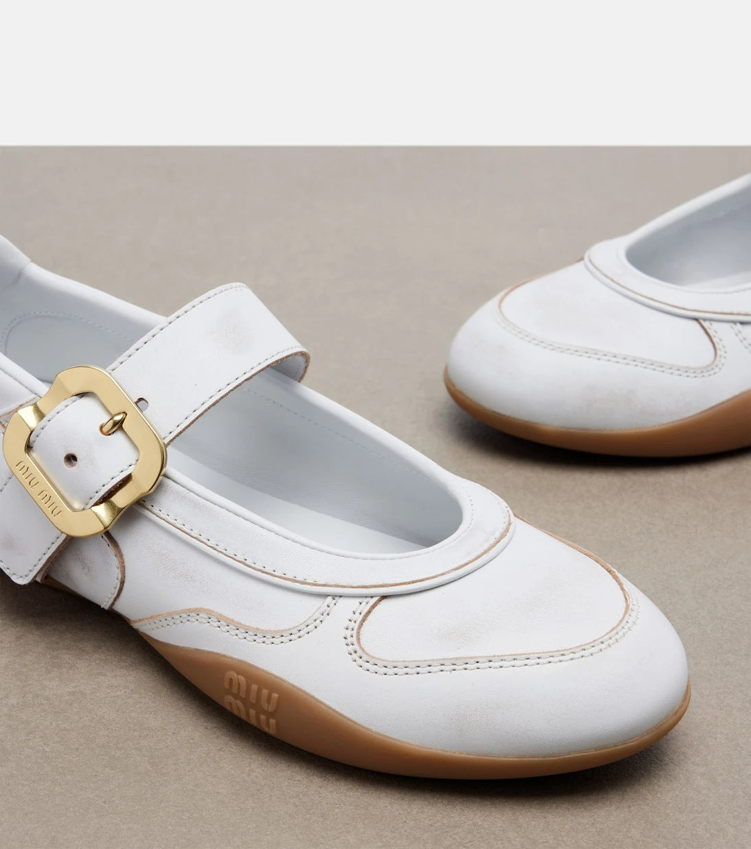 Miu Miu - Gymnasium leather ballet flats