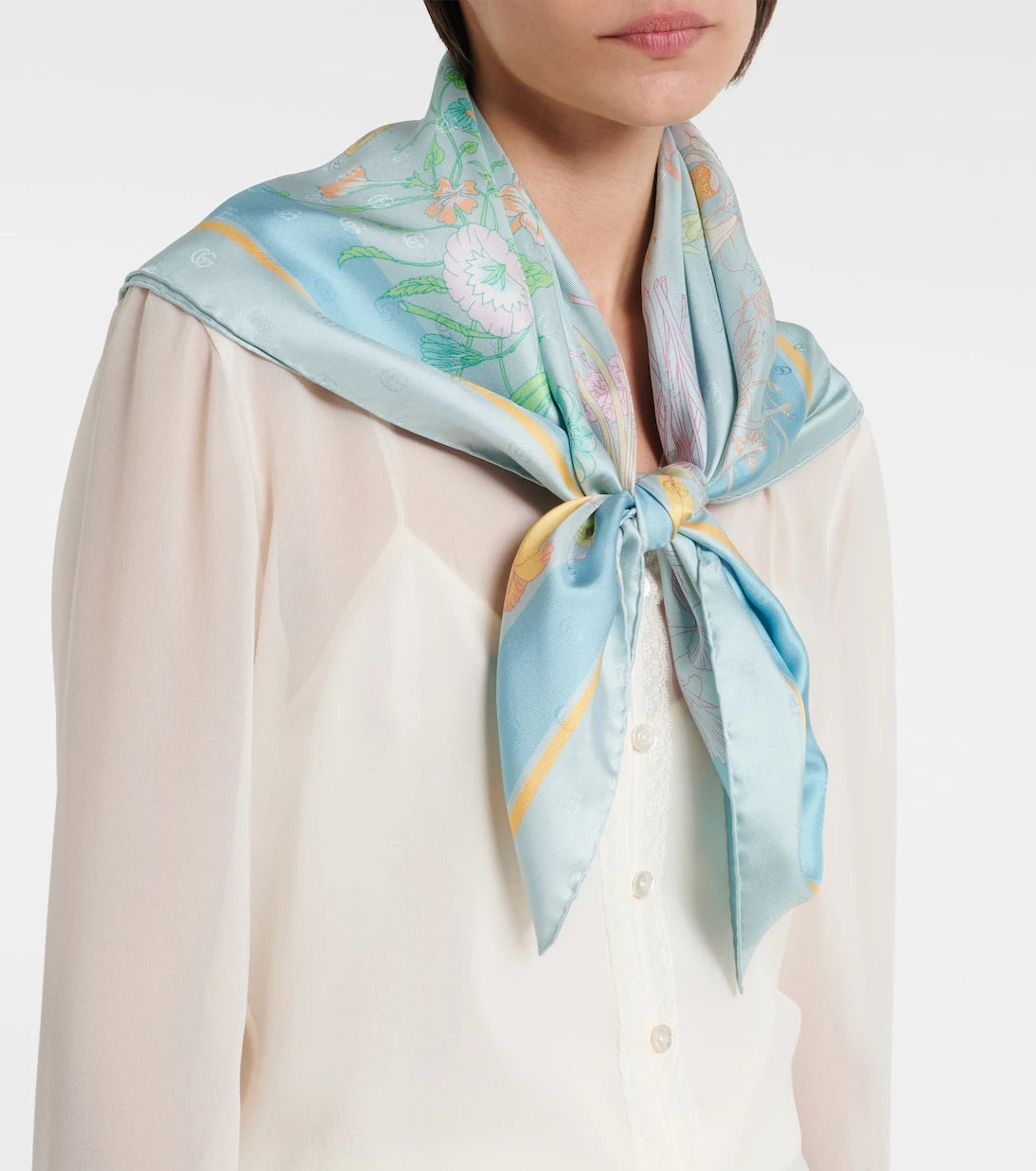 Gucci - Floral silk twill scarf