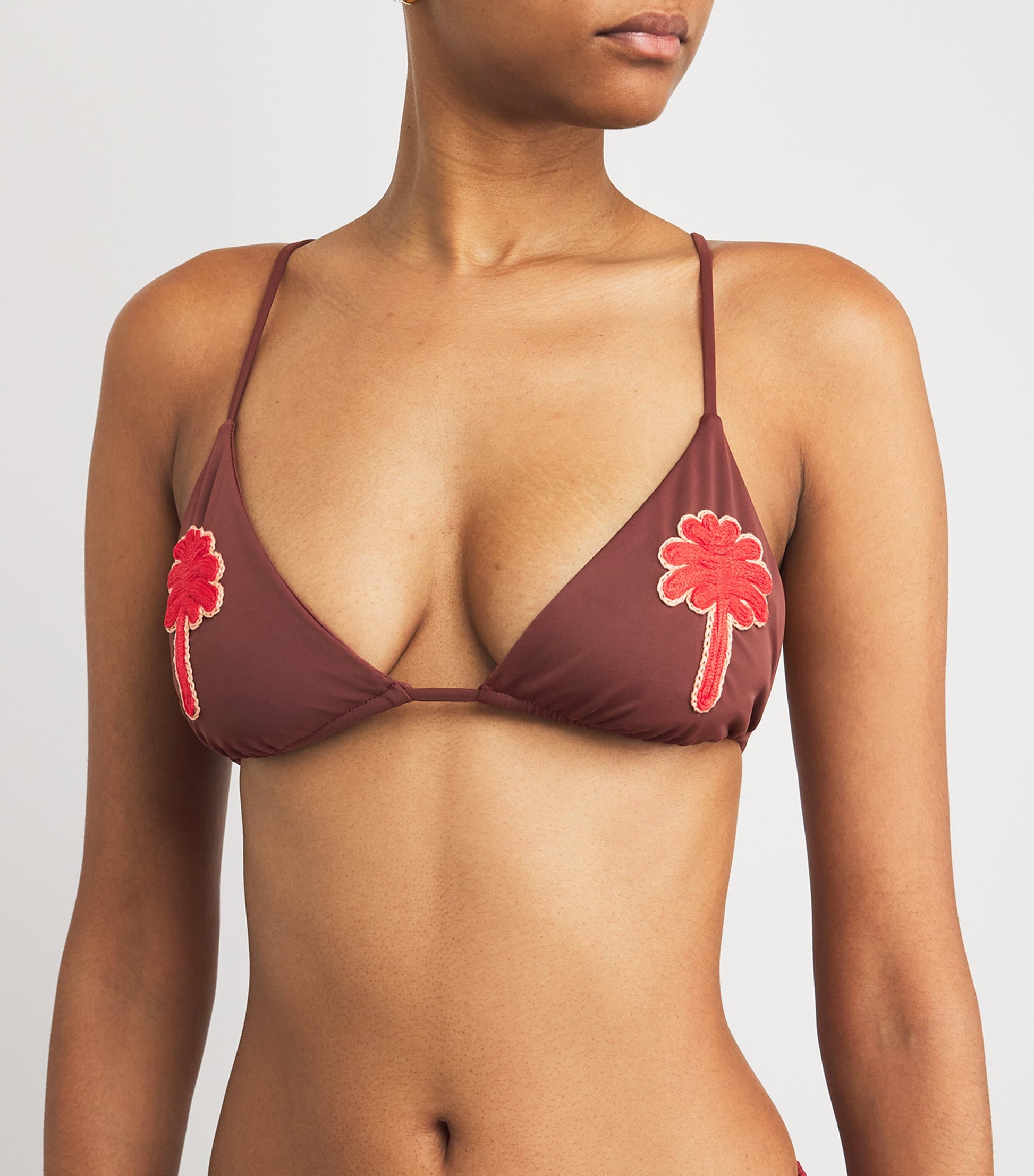 Johanna Ortiz Brown Embroidered Heatwave Bikini Top