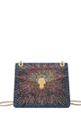 Small Crystal-Embellished Suede Serpenti Forever Day-to-Night Shoulder Bag BLUE MEDIUM