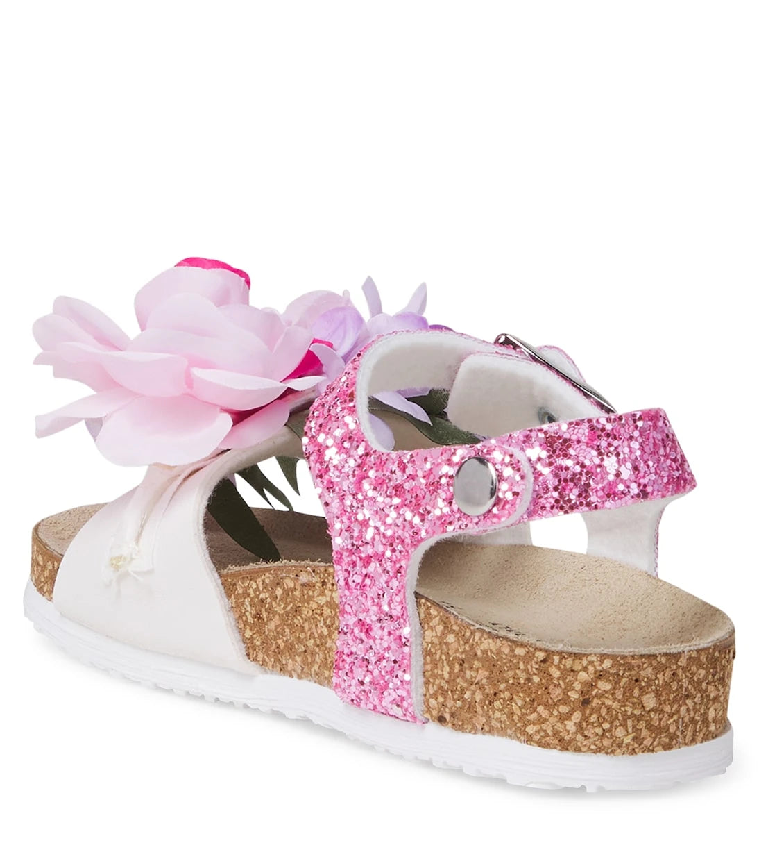 Monnalisa - Floral-appliqué glitter sandals