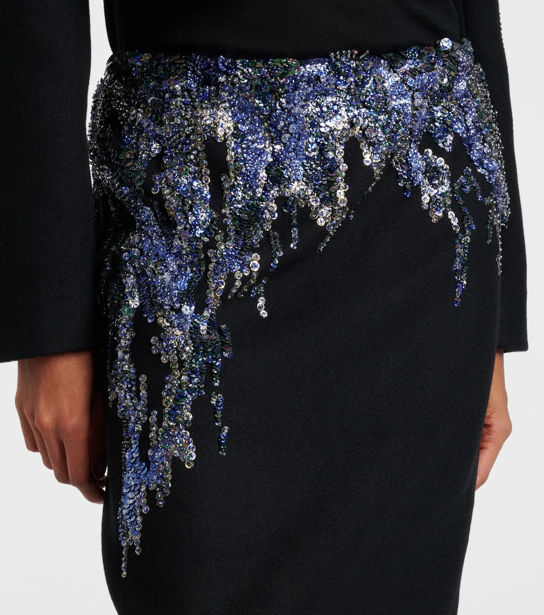 Dries Van Noten - Sequined wool-blend midi skirt