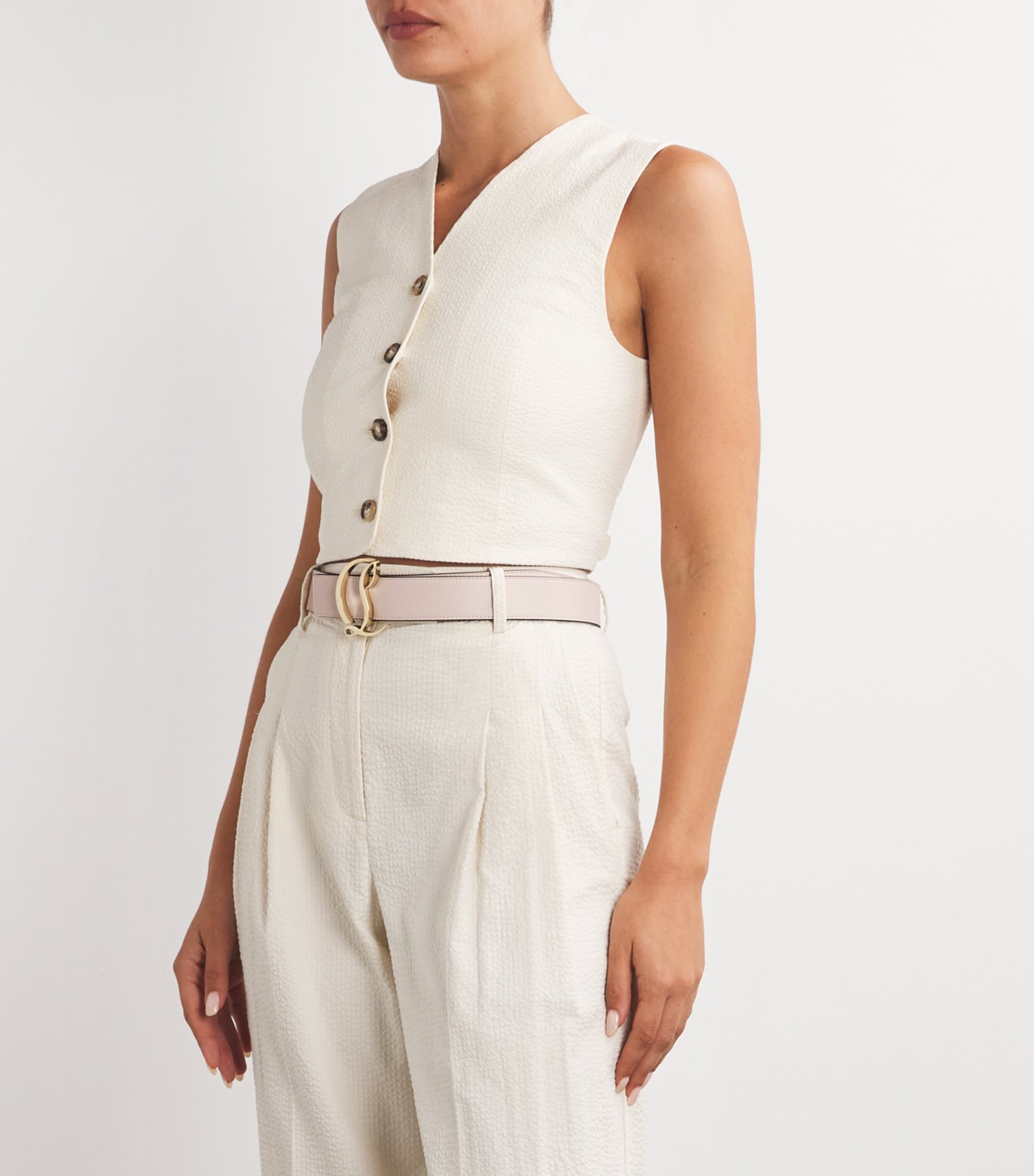 Red CL Logo Leather Belt