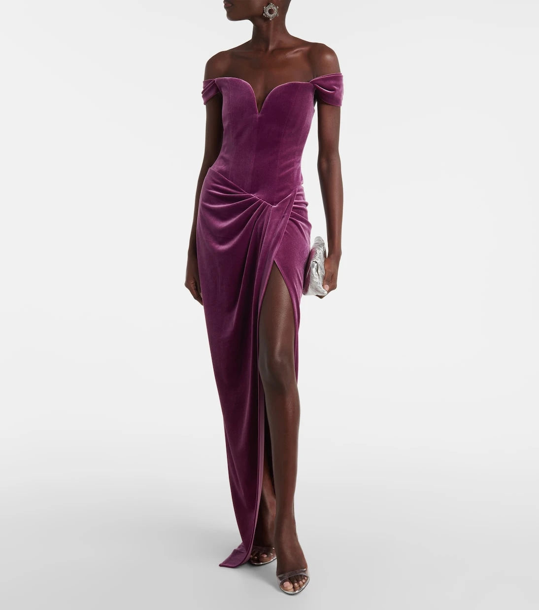 Alex Perry - Asymmetric velvet bustier gown
