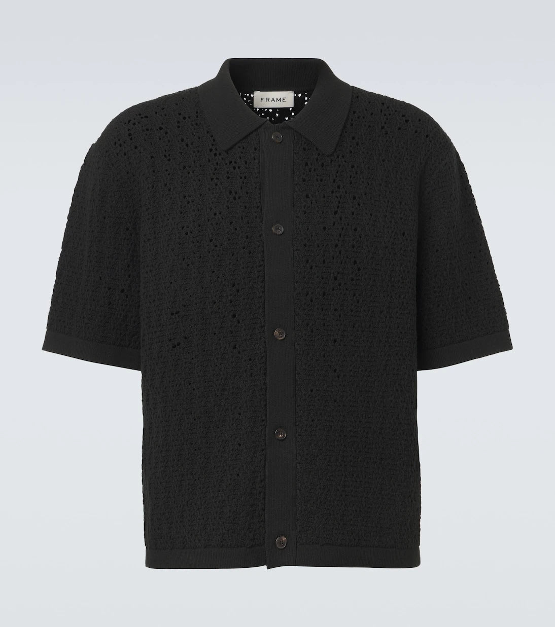 Frame - Crochet cotton-blend polo shirt