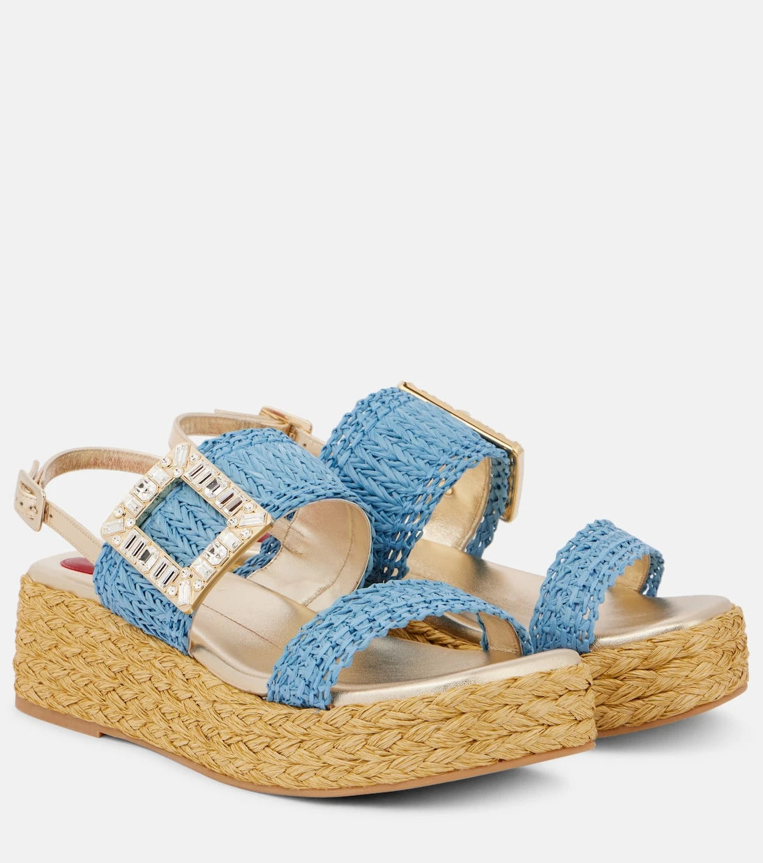 Roger Vivier - Espa 60 raffia platform slingback sandals