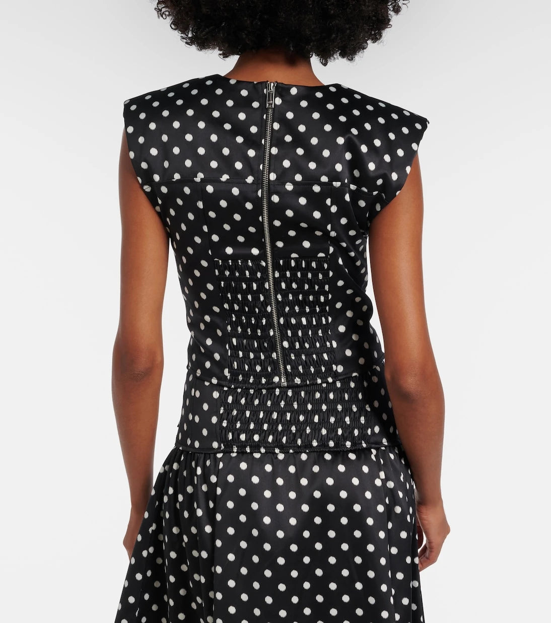 Ganni - Polka-dot satin corset top