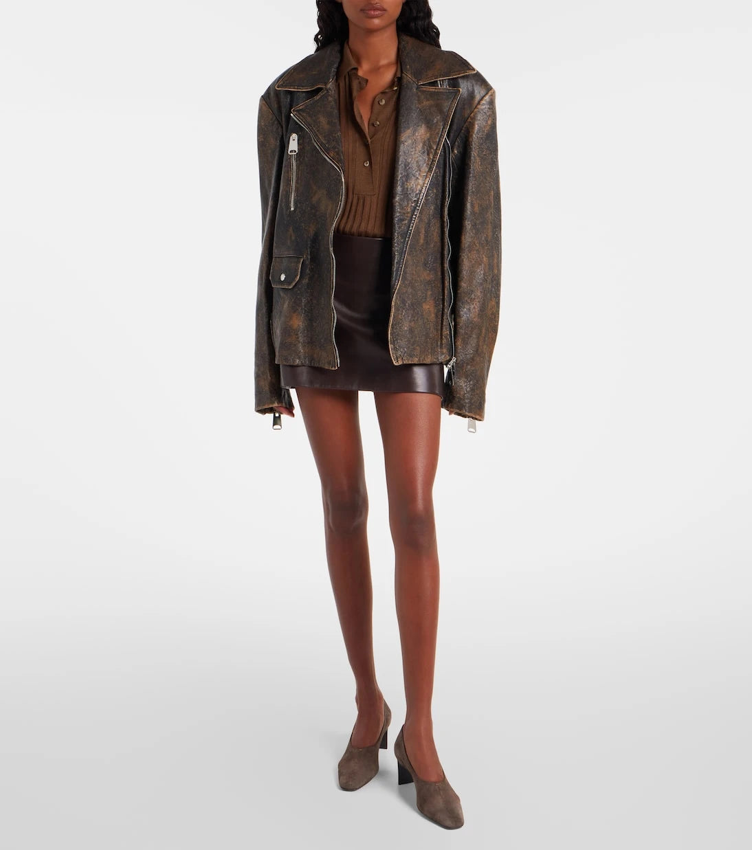 Khaite - Jett leather miniskirt
