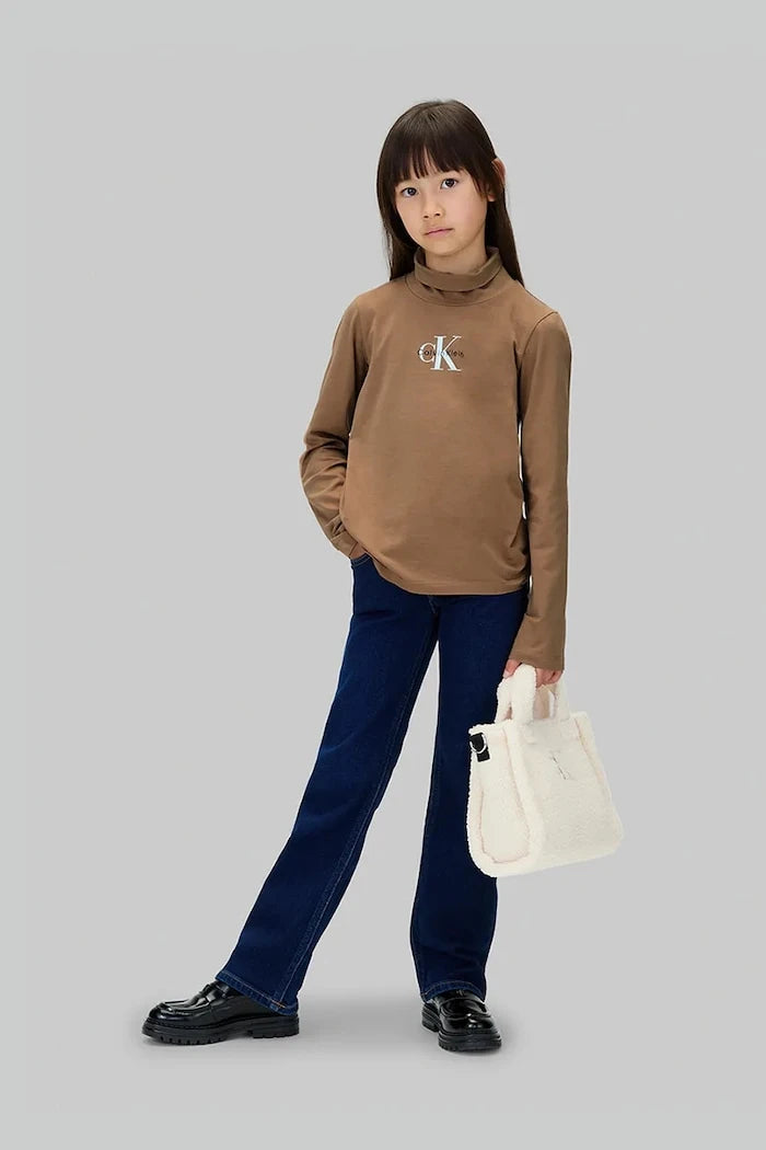 Pamuklu uzun kollu çocuk bluzu Calvin Klein Jeans